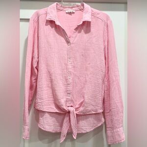 beachlunchlounge collection Pale Pink Gauzy Button Down